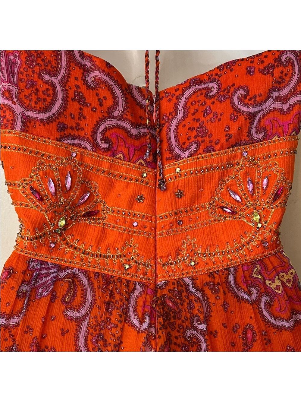 Laundry By Shelli Segal Silk Orange and Purple Maxi Dress size M - Picture 9 of 13